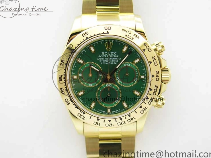 KKF Steel YG Dial Best 904L Edition 1:1 Green Bracelet YG Daytona on A7750 0410